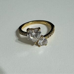 Pandora Double Heart Sparkling Ring